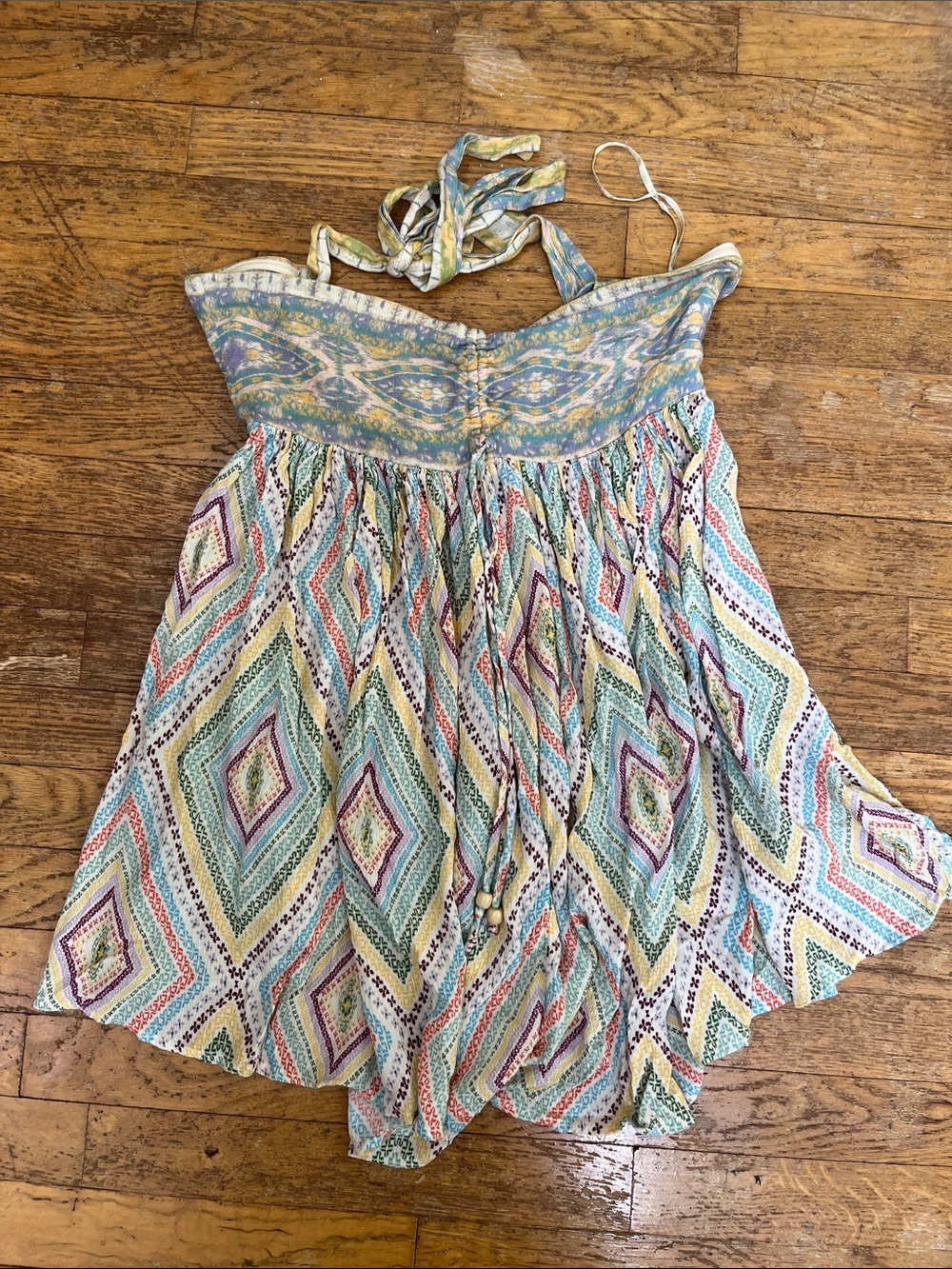 Pastel Diamond Print Top/Mini Dress Strapless Boho Free People NWT
